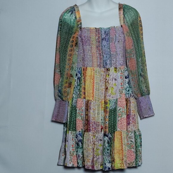 Alice + Olivia Rowen Vintage Summer Lavender Field Dress Babydoll Tiered Size M - Picture 1 of 6